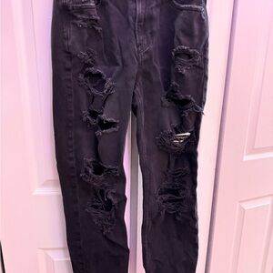 American Eagle Outfitters Black Distressed Boyfriend Jeans